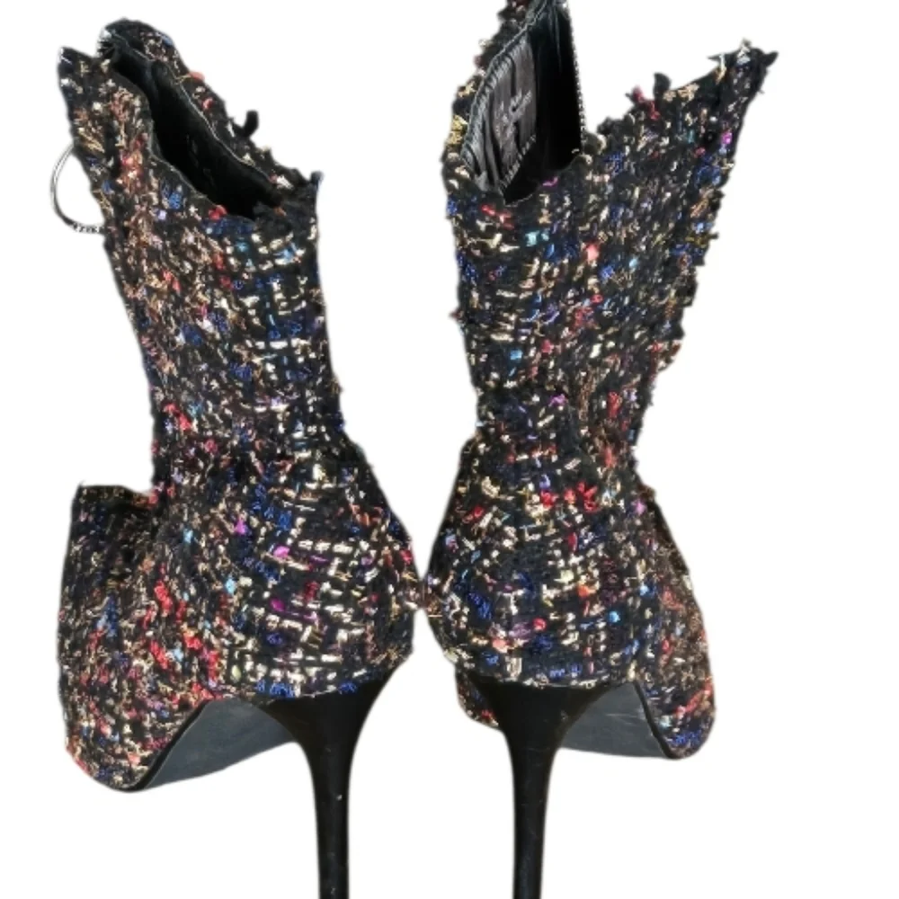 Cape Robbin Chic Multicolor Tweed Heeled Boots 7.5 - Picture 3 of 6